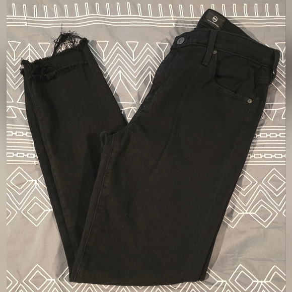 Ag Adriano Goldschmied Denim - Ag Adriano Goldschmied The Stevie Ankle Slim Straight Black Denim Jeans Size 30